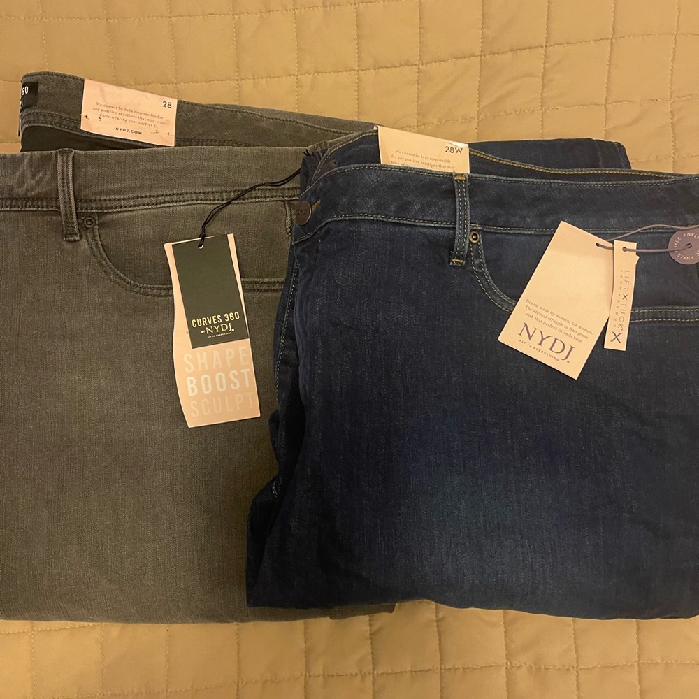 NYDJ Curves 360 Women’s Plus Size Jeans in Charcoal and Navy. Two pair bundle